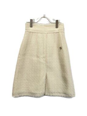Dolce & Gabbana White SK Gdcaw Tweed DG Skirt 40